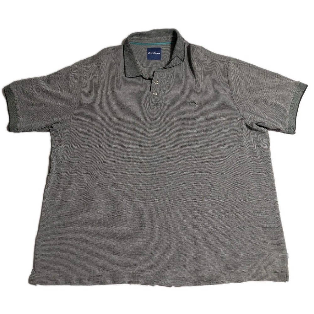 Tommy Bahama Polo Shirt Mens 2XB Gray Short Sleeve Modal Blend Big Tall